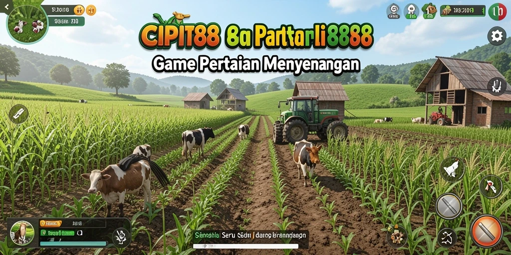 Screenshot utama CIPIT88 menampilkan pemain dalam aktivitas bertani yang seru.