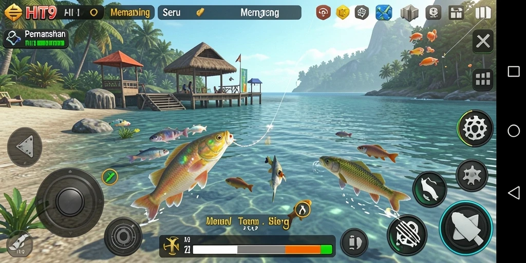 Gameplay HIT9 menampilkan pengalaman memancing yang seru dan menantang.