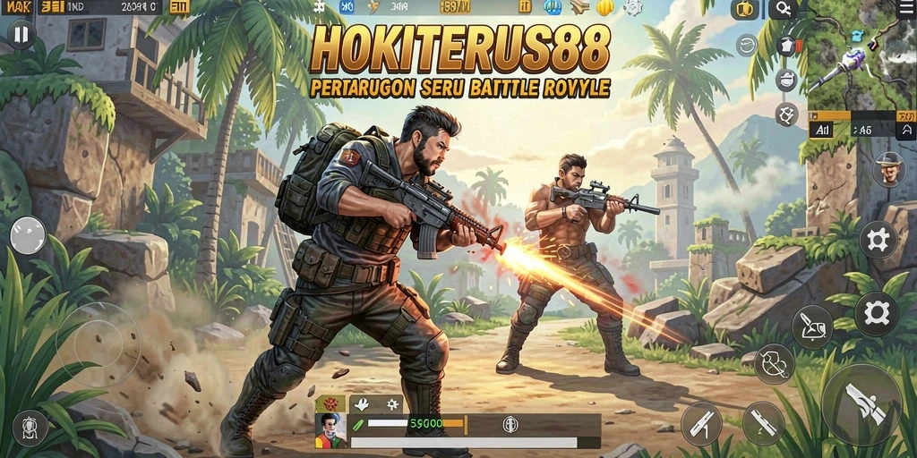 Tampilan seru gameplay Battle Royale di HOKITERUS88.