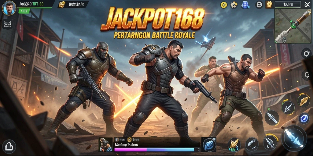 Tangkapan layar gameplay intens dari JACKPOT168 Battle Royale.