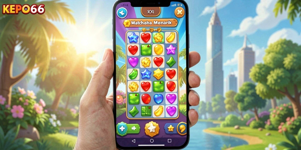 Screenshot gameplay KEPO66 menunjukkan keseruan bermain Match-3.