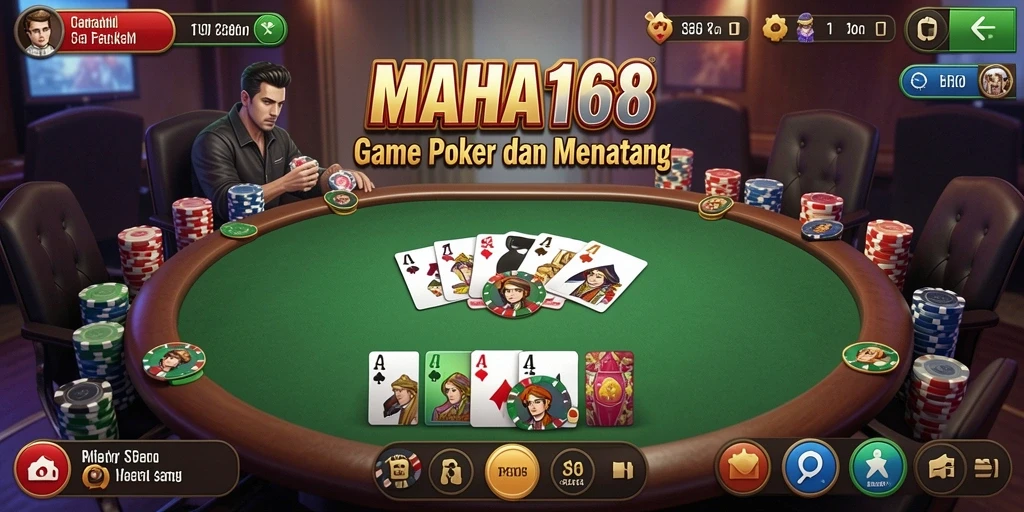Tampilan gameplay Poker yang mendebarkan di MAHA168.
