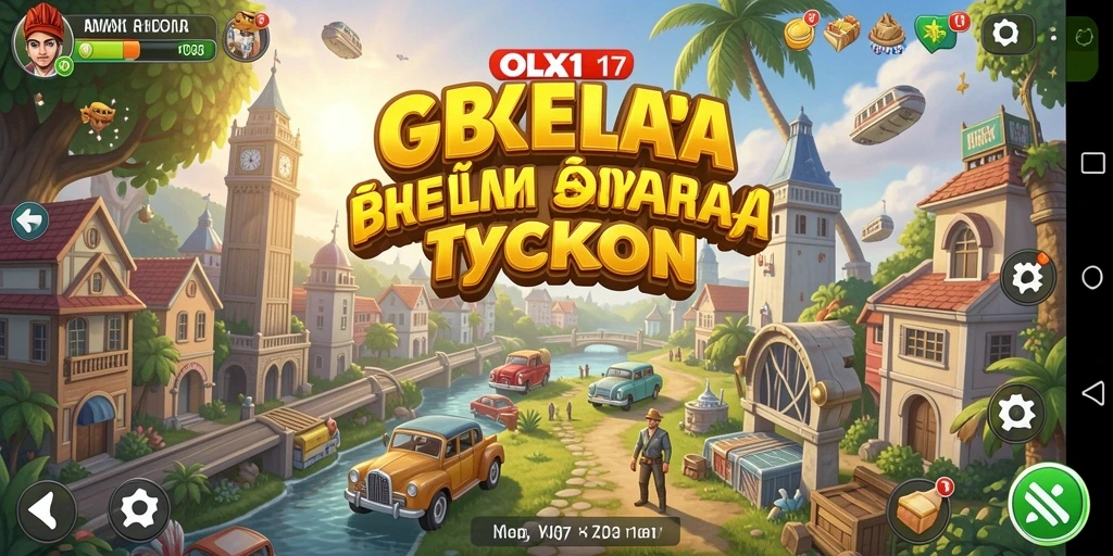 Tampilan gameplay OLX17 dengan manajemen bisnis yang menantang.