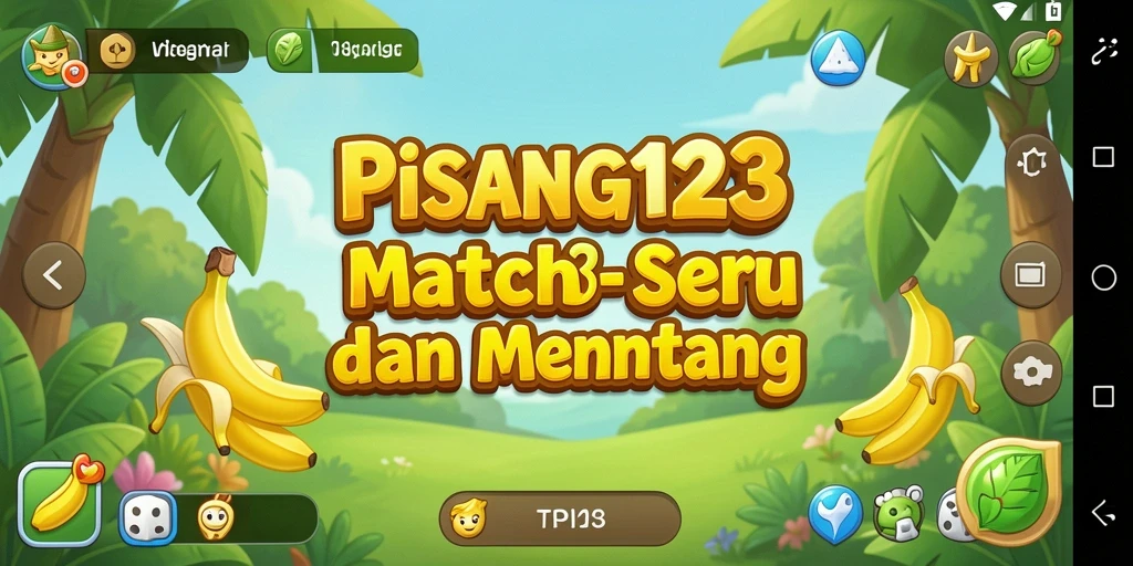 Tampilan gameplay PISANG123 dengan keseruan Match-3 yang penuh warna.