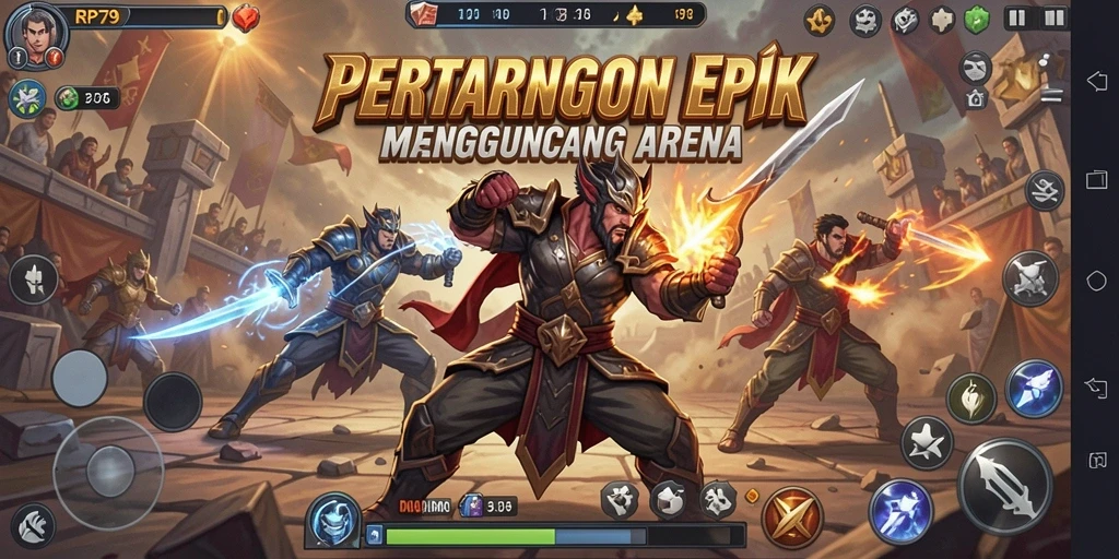 Gameplay RP79 yang mendebarkan di arena bertarung.